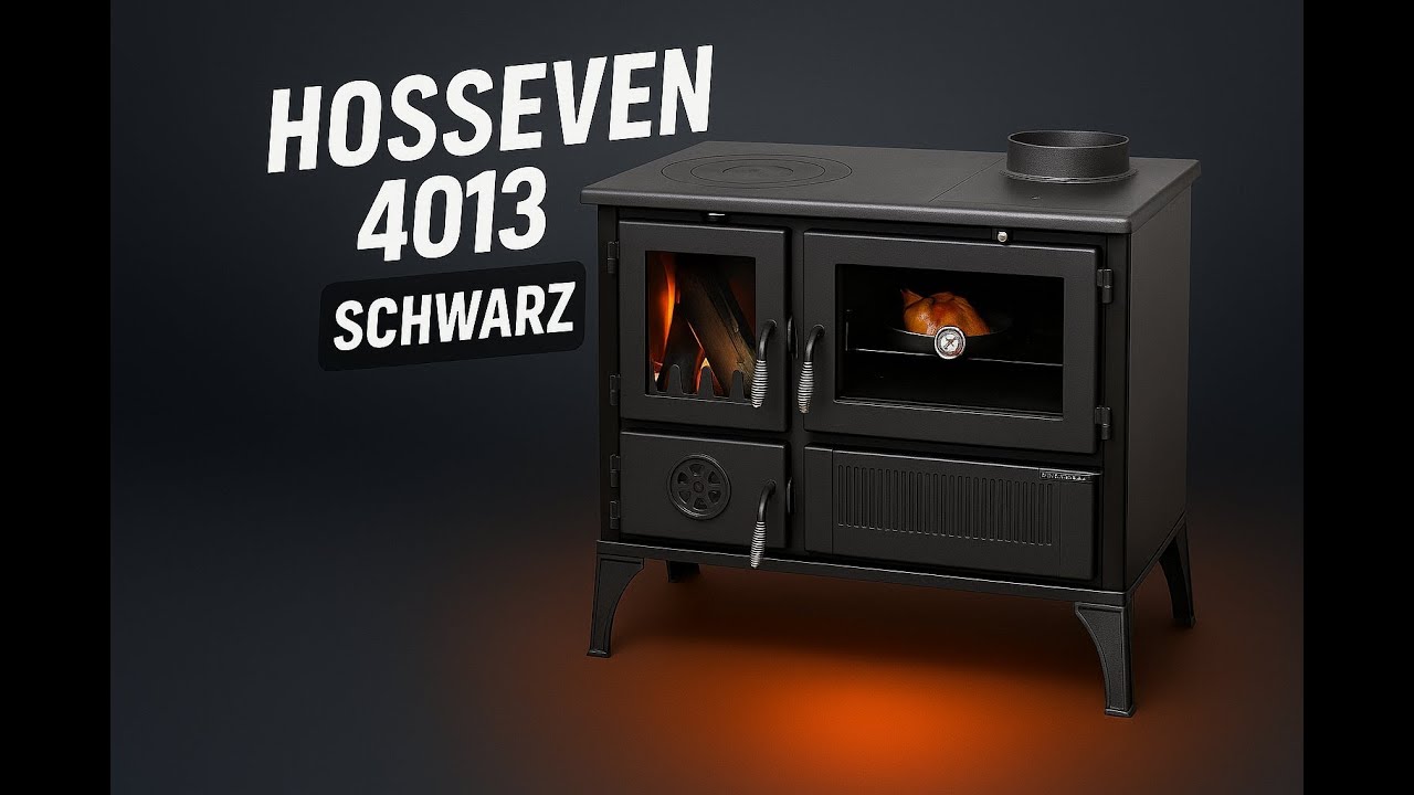 Hosseven Kaminofen 4013 Schwarz &ndash; Heizen, Kochen & Backen mit Holz