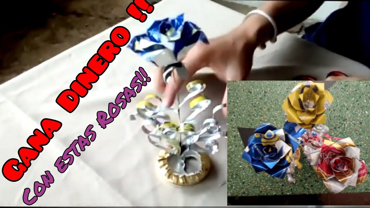 Rosas con latas de refresco y solo unas tijeras, tutorial 2022