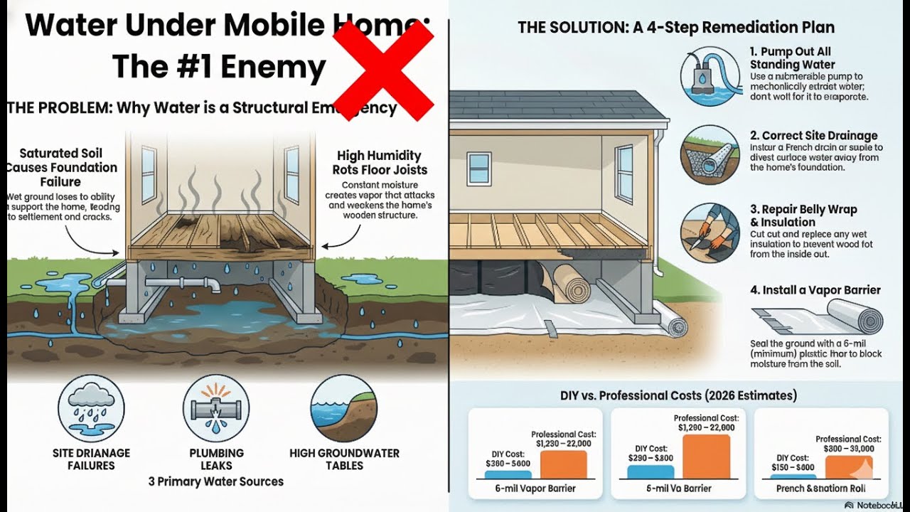 Water Under Mobile Home