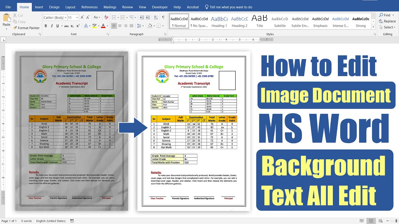 How to Edit Image Document in MS Word Hindi Tutorial | Edit Text Background Jpg Document in MS Word