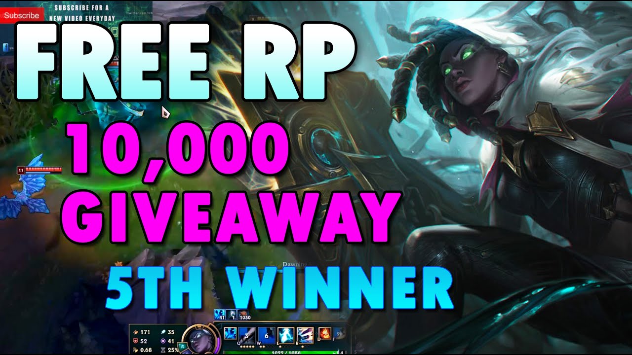 10,000 FREE RP /Riot Points Giveaway 5th WINNER League of Legends season 10 LOL S10 Codes Skins 2020