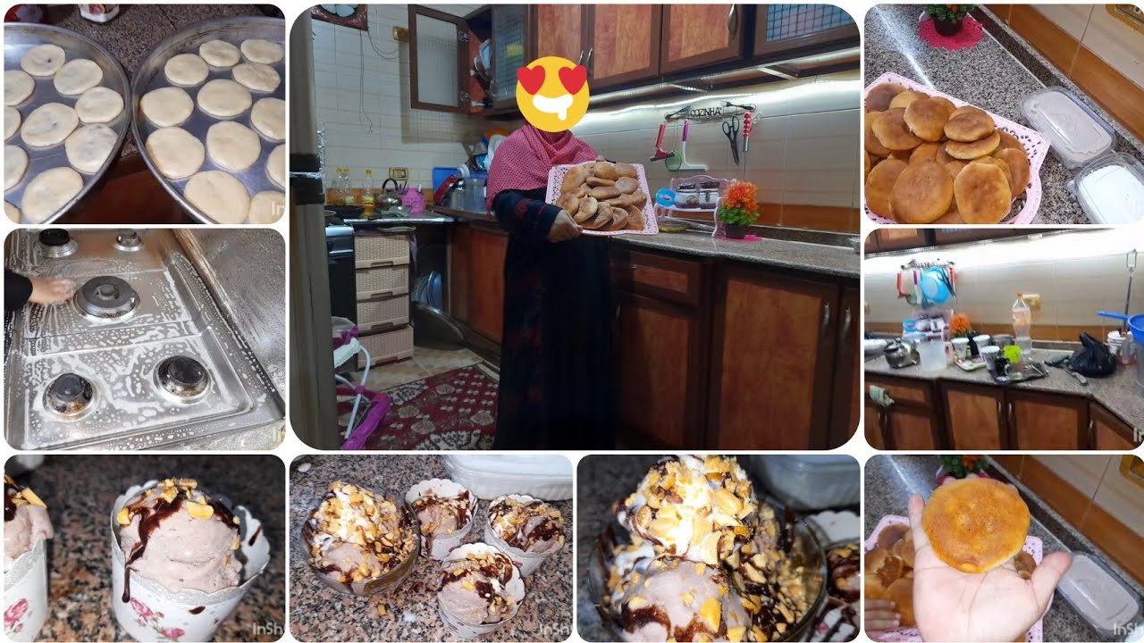 ايس كريم اقتصادى 👌وقرص طريه وبالعجوى💪روتين مسائى ف المطبخ 👏