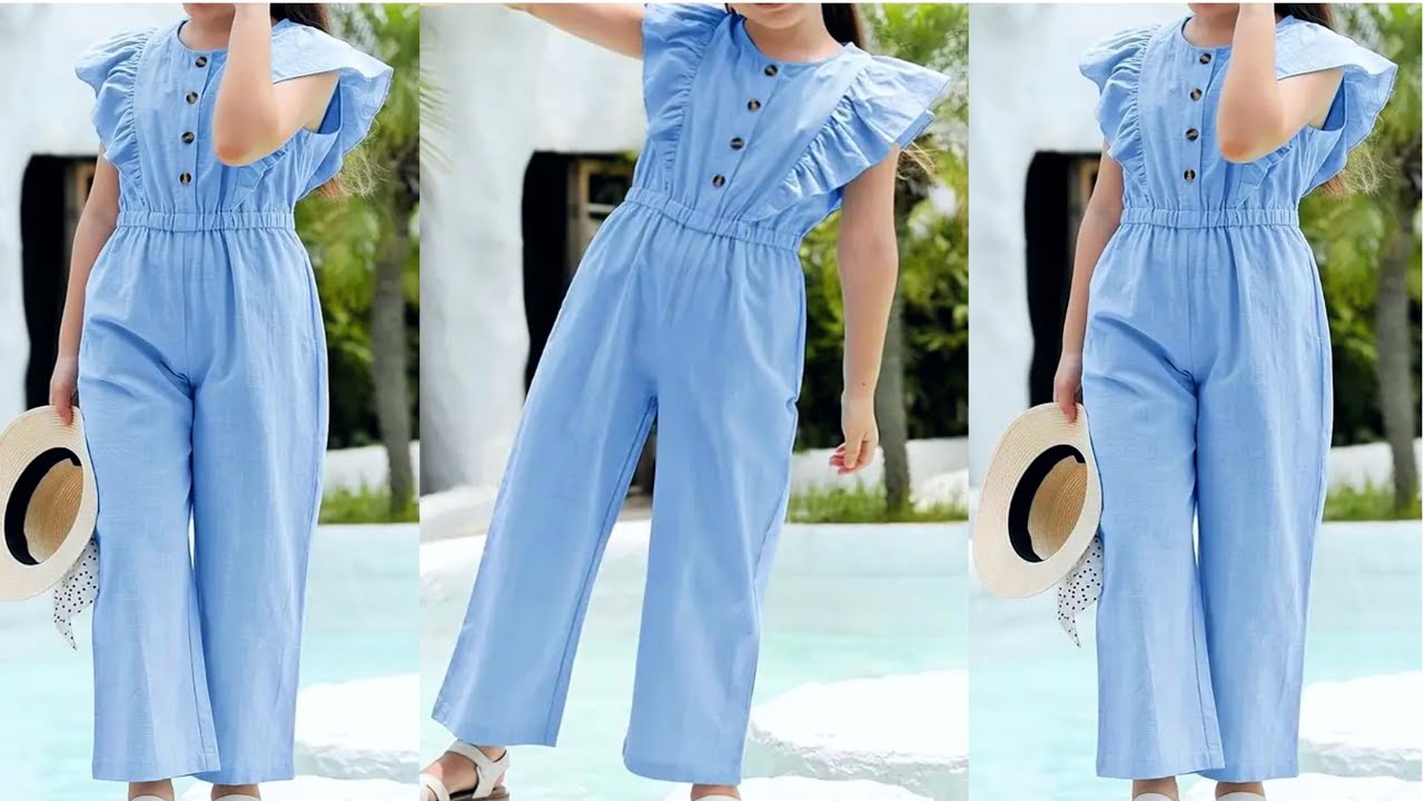 Baby Romper Cutting And Stitching | DIY Baby Ruffled Jumpsuit/Dungree Dress Cutting and Stitching
