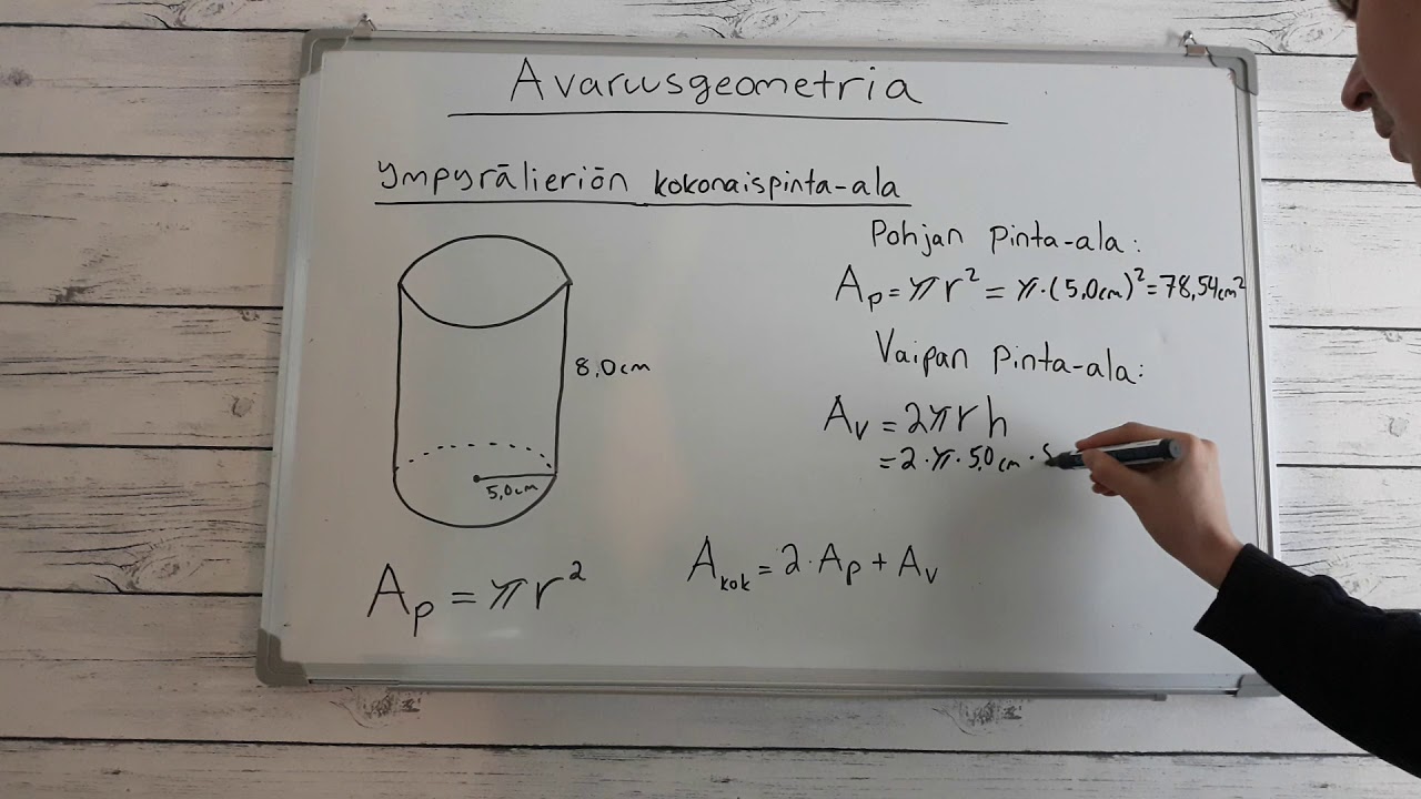 Avaruusgeometria: Ympyrälieriön kokonaispinta-ala