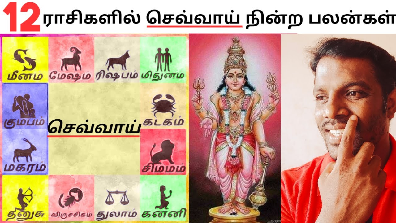 செவ்வாய் 12 ராசிகளில் நின்ற பலன்கள் | Chevvai ( Mars,Standing Benefits In 12 Zodiac Signs,Astrology