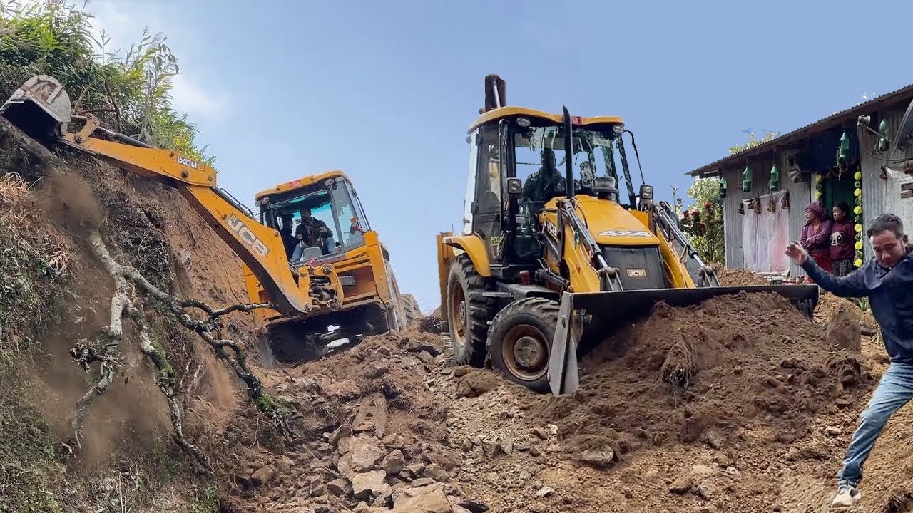 Old Narrow Mountain Road-Repairing and Resurfacing with JCB Backhoe