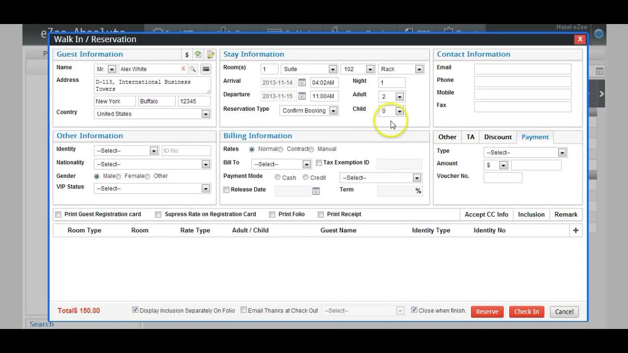 How to Check in the Guest in eZee Absolute Cloud Hotel Management Software