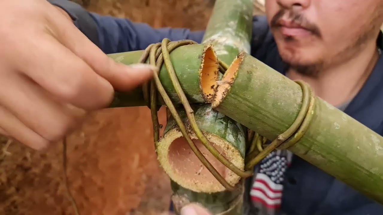 Solo Overnight in earth shelter while rainy  Bushcraft, grilling and sleeping in mid forest