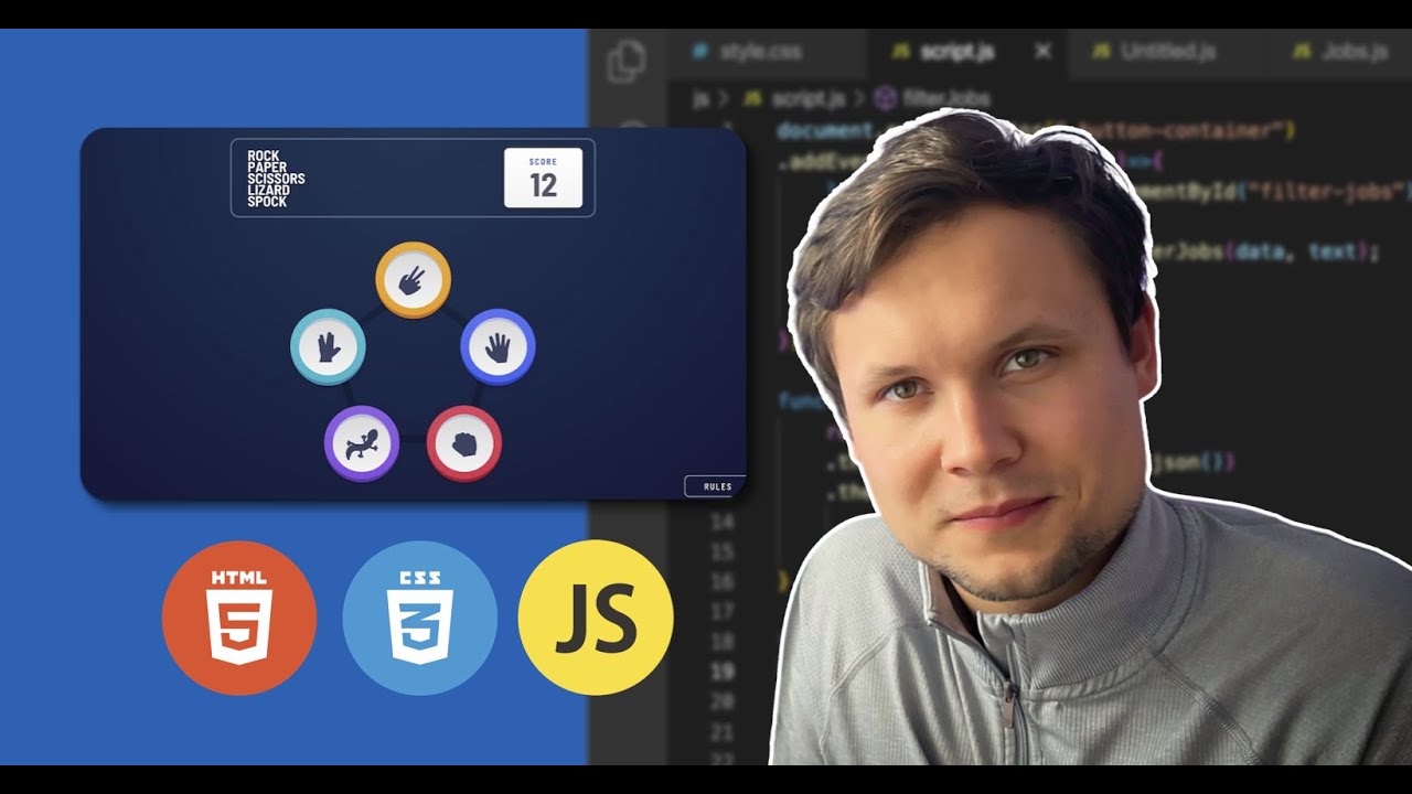 Build a Rock Paper Scissors Game with JavaScript, HTML, & CSS