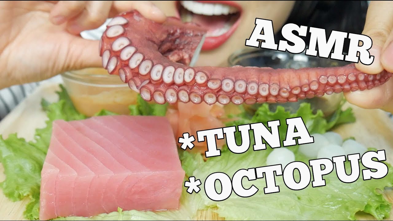 ASMR RAW Octopus + Tuna Sashimi (SAVAGE EATING SOUNDS) No Talking | SAS-ASMR