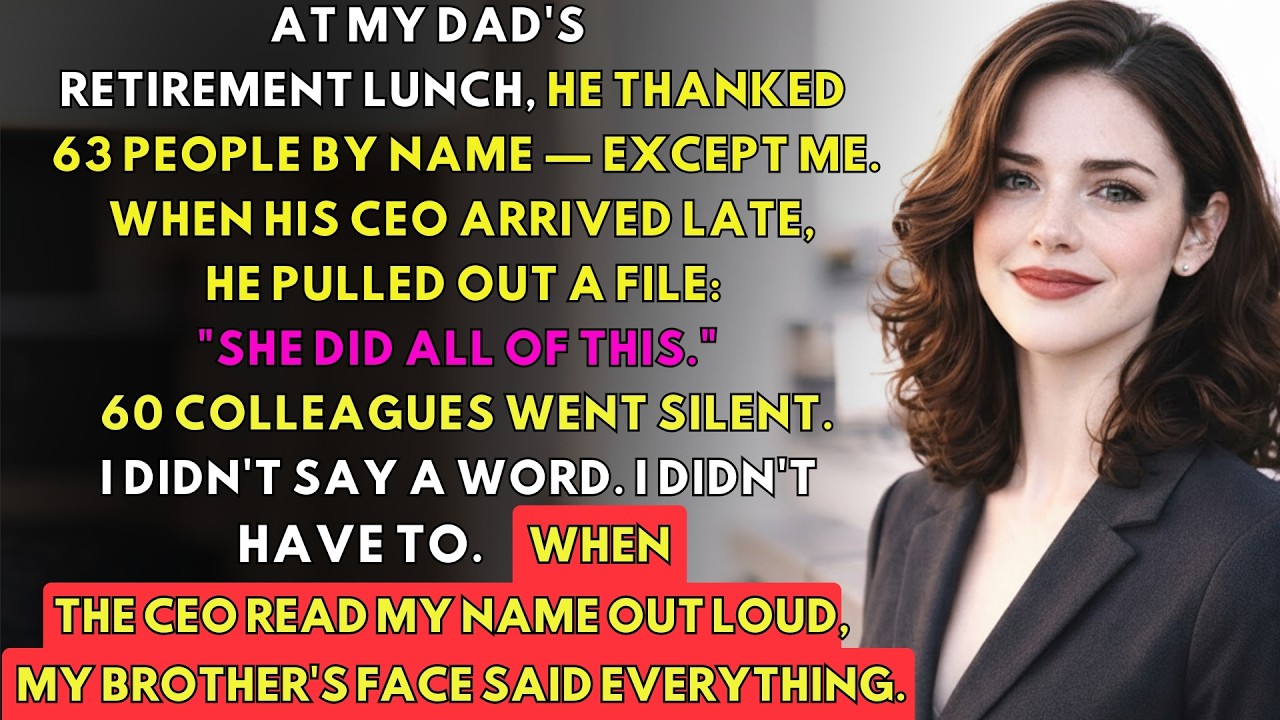 My Father Thanked 63 People At His Retirement Lunch—Then His CEO Opened the Project File and Said My