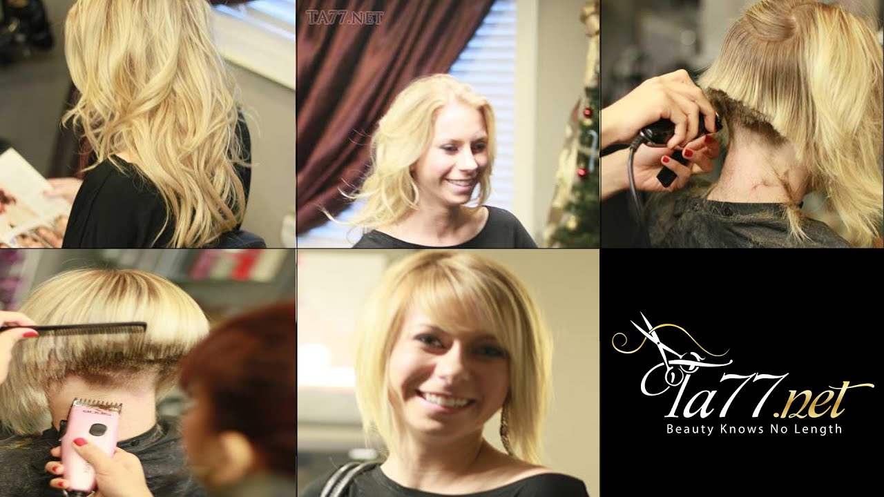 Tyche - Pt 1: Cute Blonde Gets a Angled Bob Cut (Free Video)