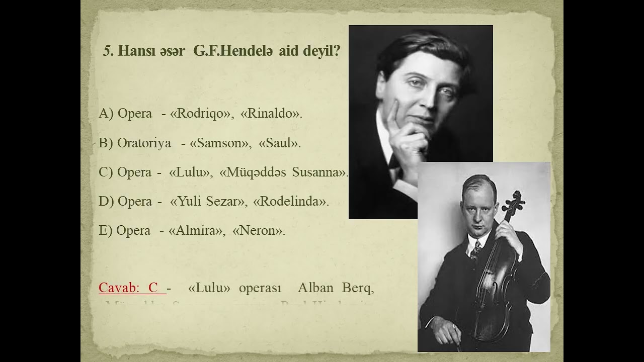 Musiqi tarixinə aid teslər