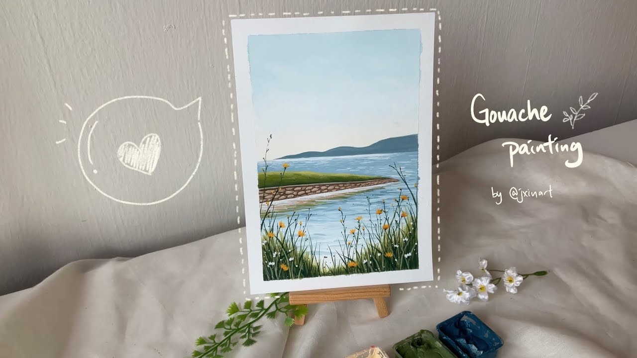 Painting with me | 水粉风景画 Gouache landscape painting by jxinart