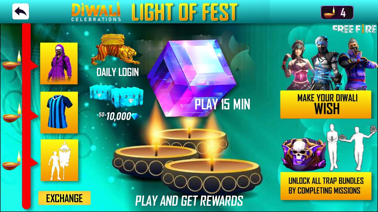DIWALI EVENT ALL FREE REWARDS | LIGHT FEST EVENT|FREE FIRE NEW EVENT |DIWALI EVENT 2022|FF NEW EVENT