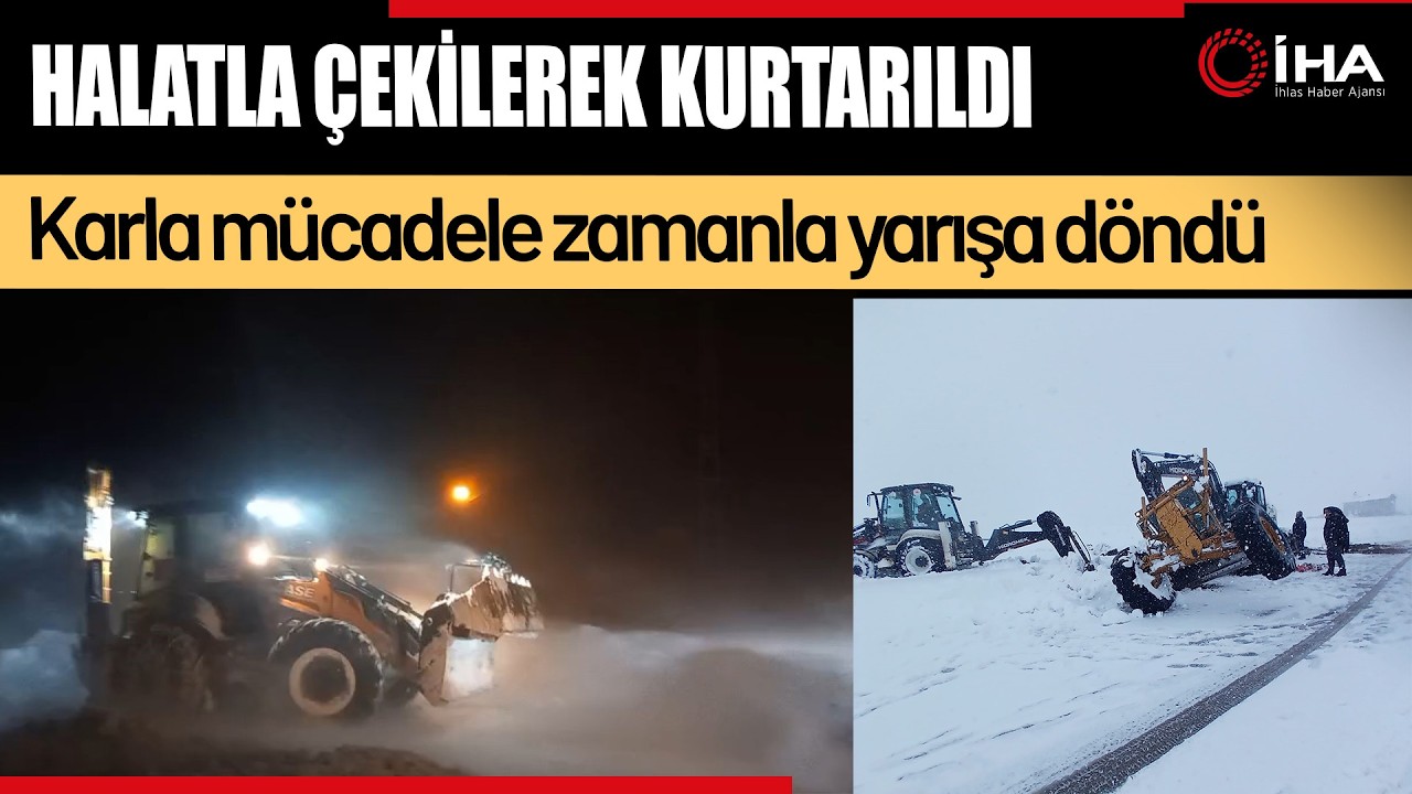 Bayburt’ta fırtına ve kar nedeniyle yolda kalan araçlar ekiplerce kurtarıldı