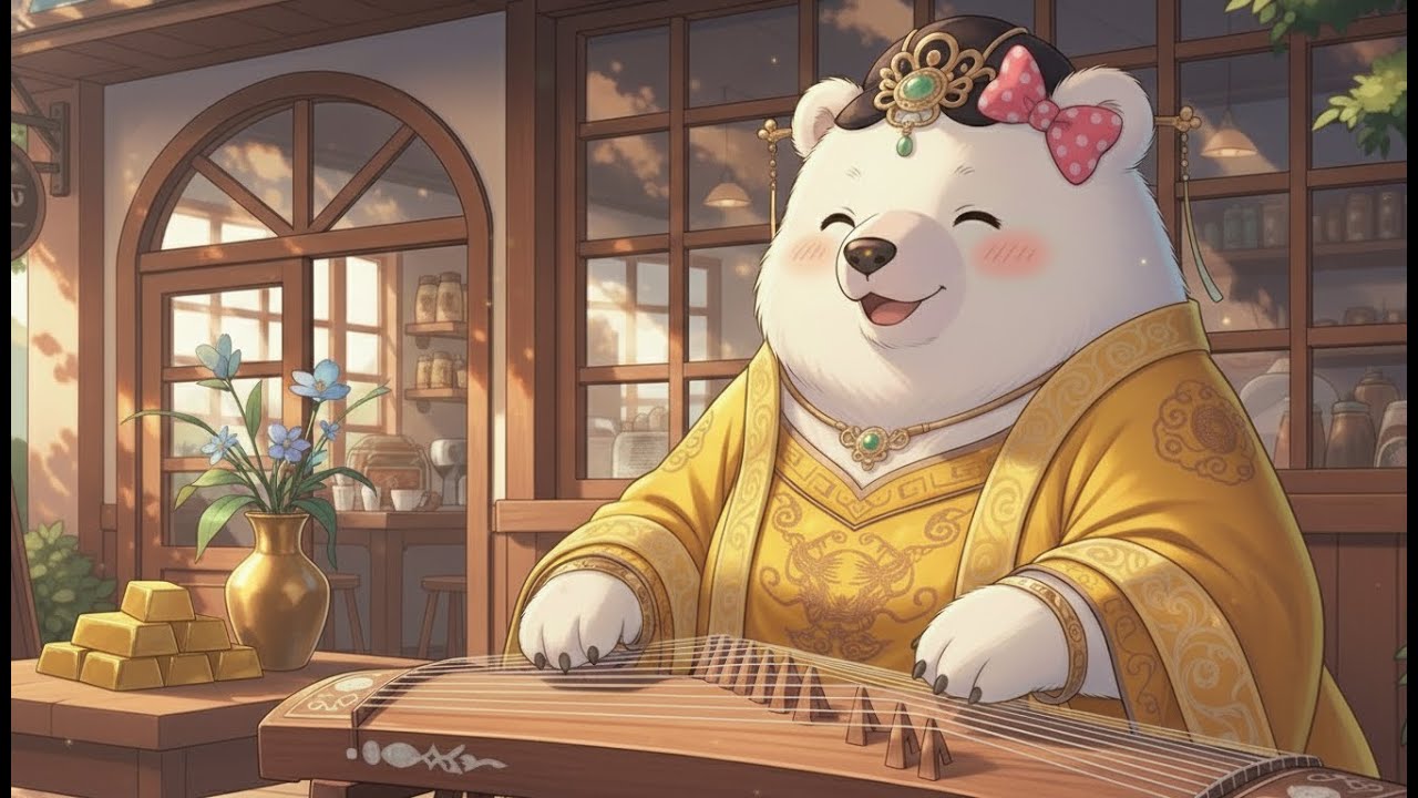 Polar bear received gold I Polar Bear with pink bow 🎀❤️