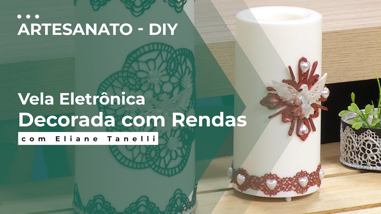 Passo a passo: Como Decorar Vela com Tinta Renda | Artesanato F&aacute;cil e Criativo ✨