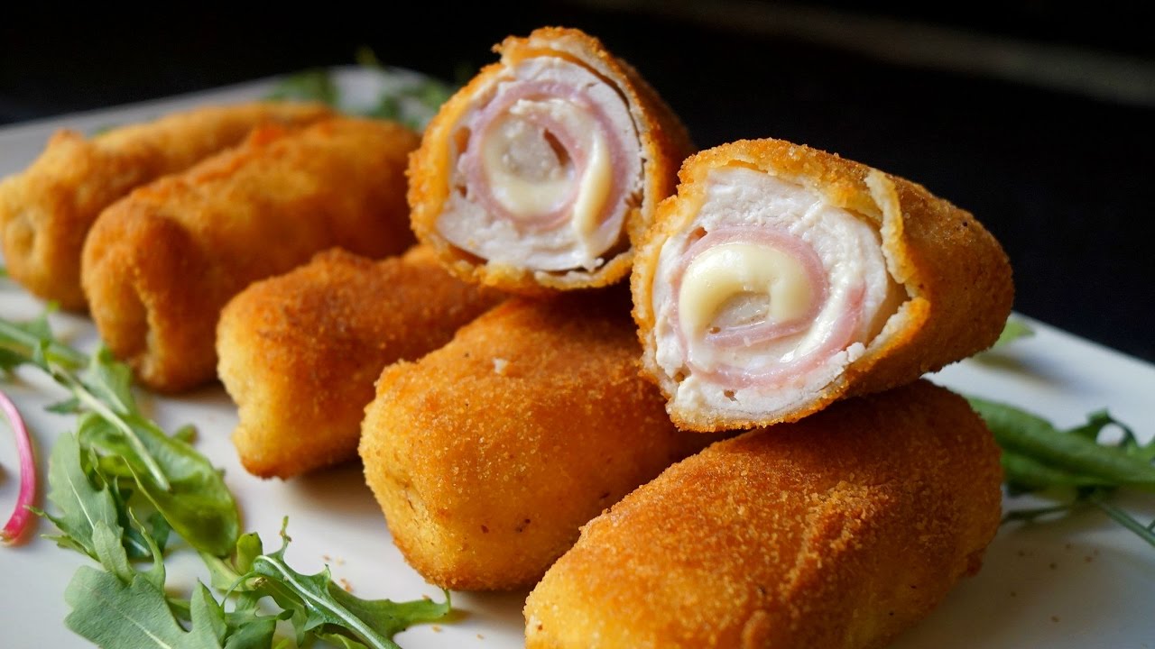 ROLLITOS DE POLLO con jamón y queso (flamenquines)