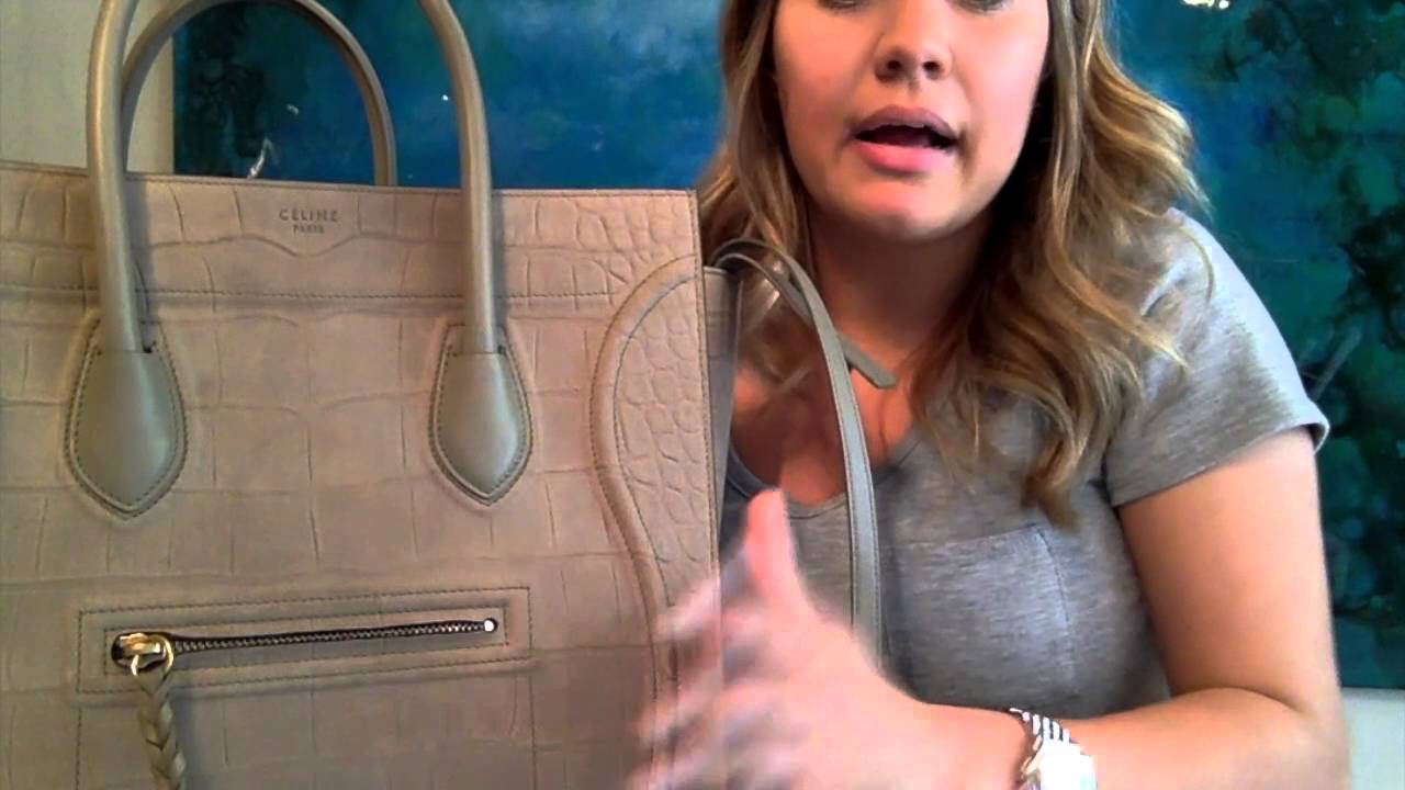 Celine: Medium Luggage Phantom Handbag in Stamped Crocodile