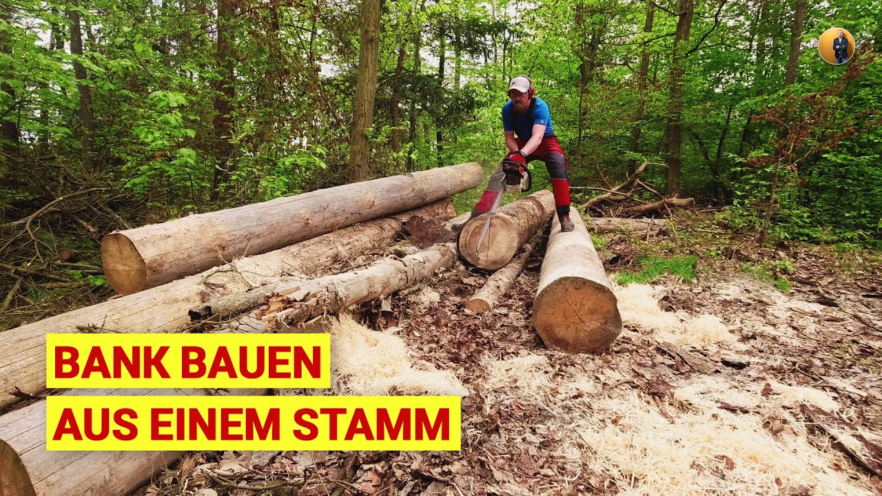 Bänke aus einem Stamm für Wanderer bauen - mit STIHL MS 500i & GeoTech Raupendumper 530E von GeoTech