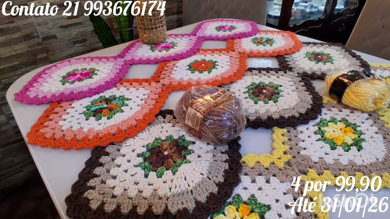 Muitas combinações para os kits de trilhos folha.  #crochet #casa #decoracao 
