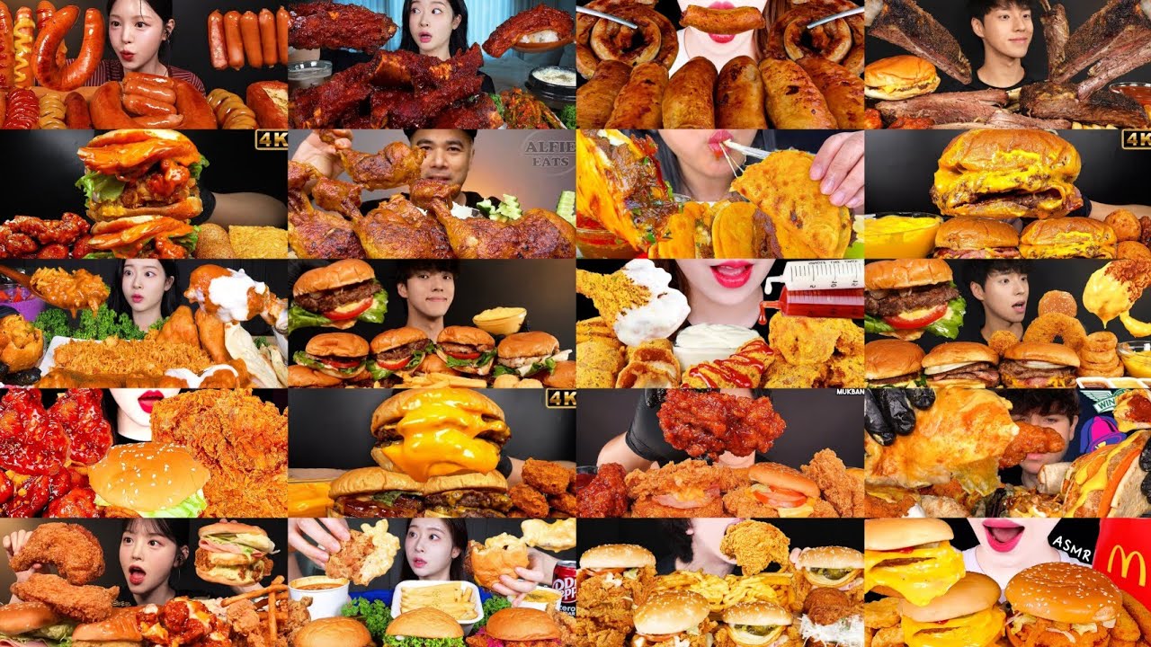 2× SPEED EATING SOUND | MASSIVE FAST FOOD PLATTER, BURGERS & WINGS | BEST FAST FOOD ASMR COMPILATION