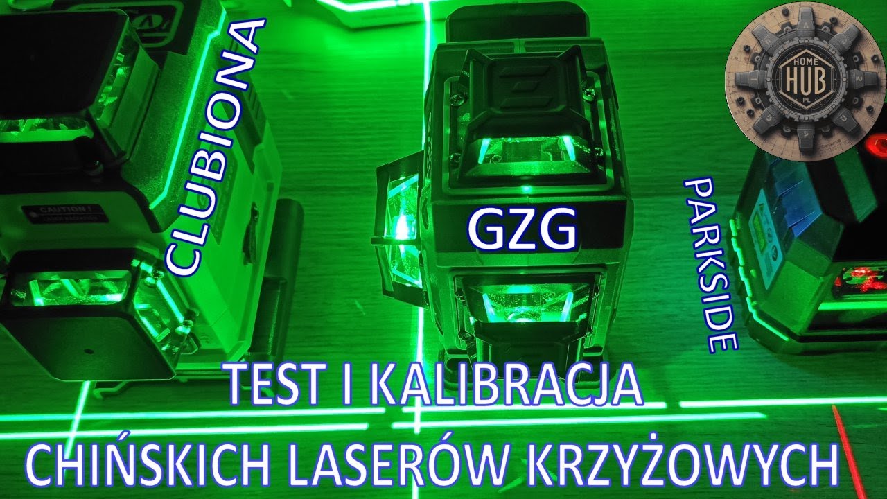 Kalibracja i test Chińskich laserów krzyżowych CLUBIONA IE16R i GZG i dodatkowo Parkside.