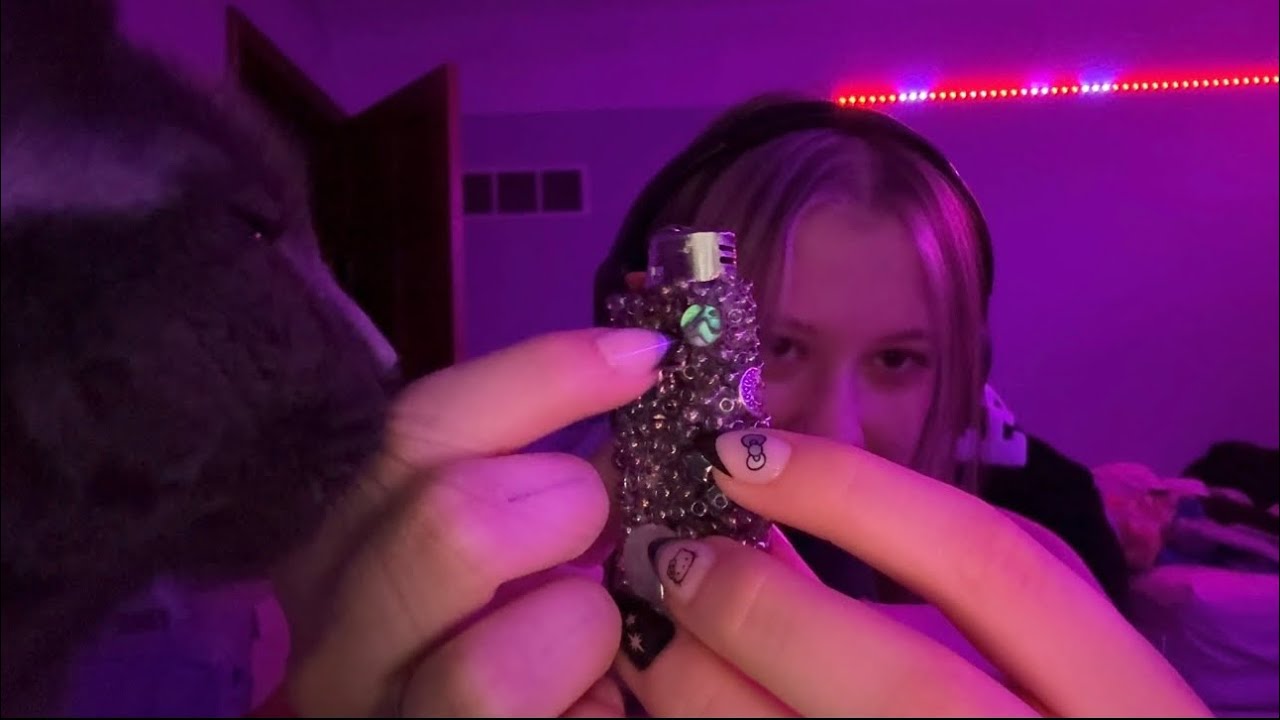 ASMR long nail tingles ft. CAT