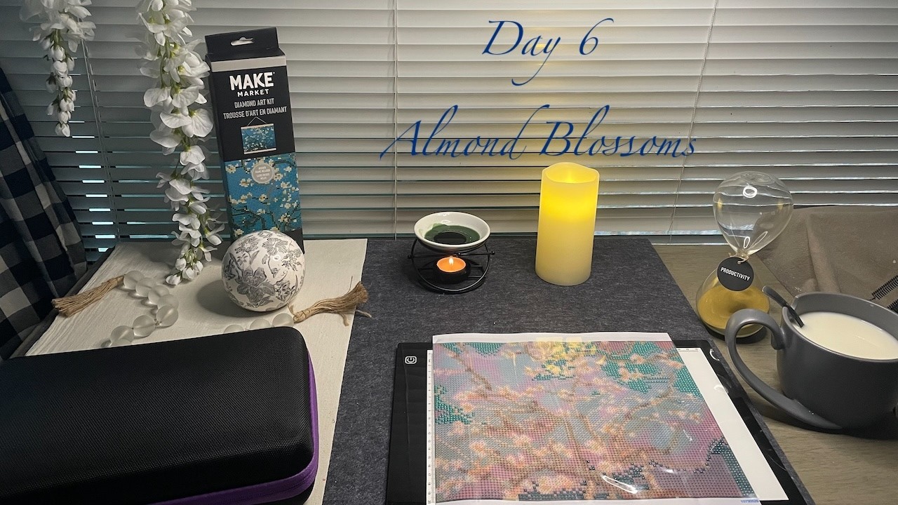 Day 6 - Almond Blossoms by Vincent Van Gogh - Diamond Painting Series - Handicraft