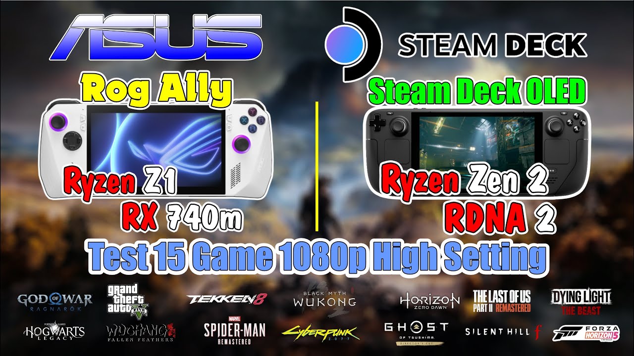 PERFORMANCE SHOWDOWN: Steam Deck OLED & ASUS ROG Ally Z1 Test 15 Games at 720p TDP 15W (SteamOS)