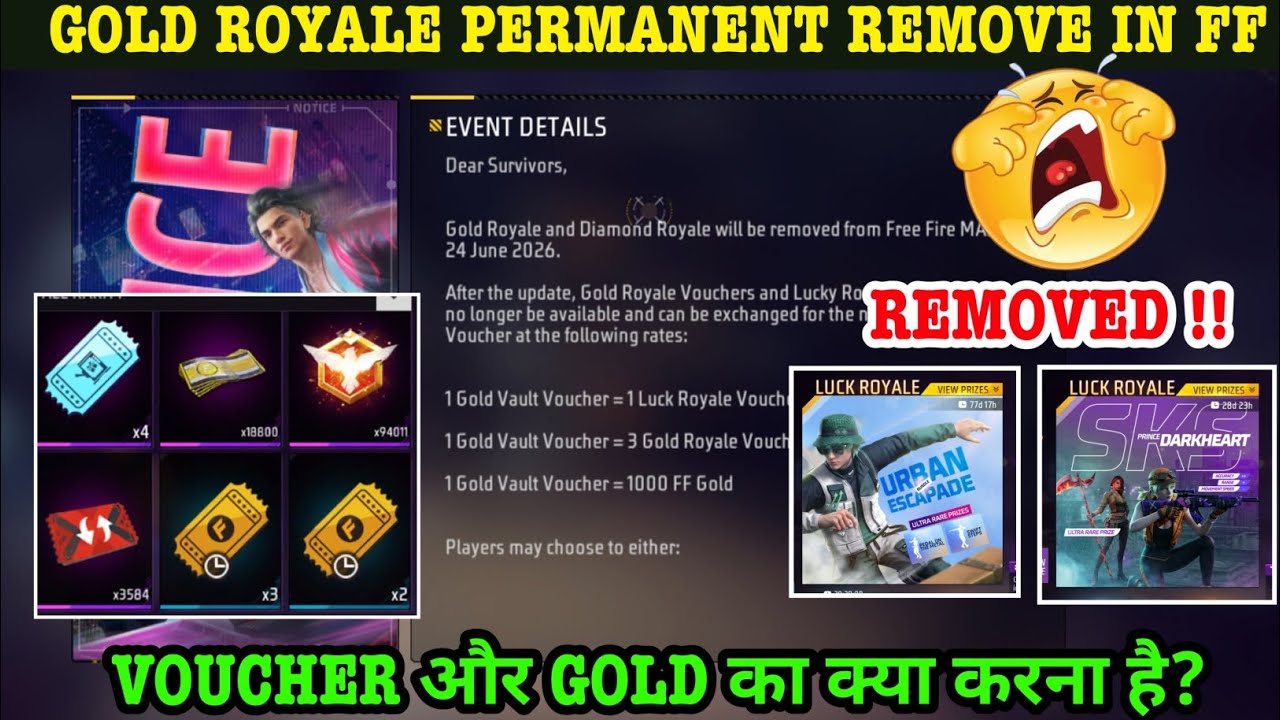 Gold Vault Update Kya Hai |Gold Royale Remove Kab Hoga | FF New Event |How To Get Gold Vault Voucher