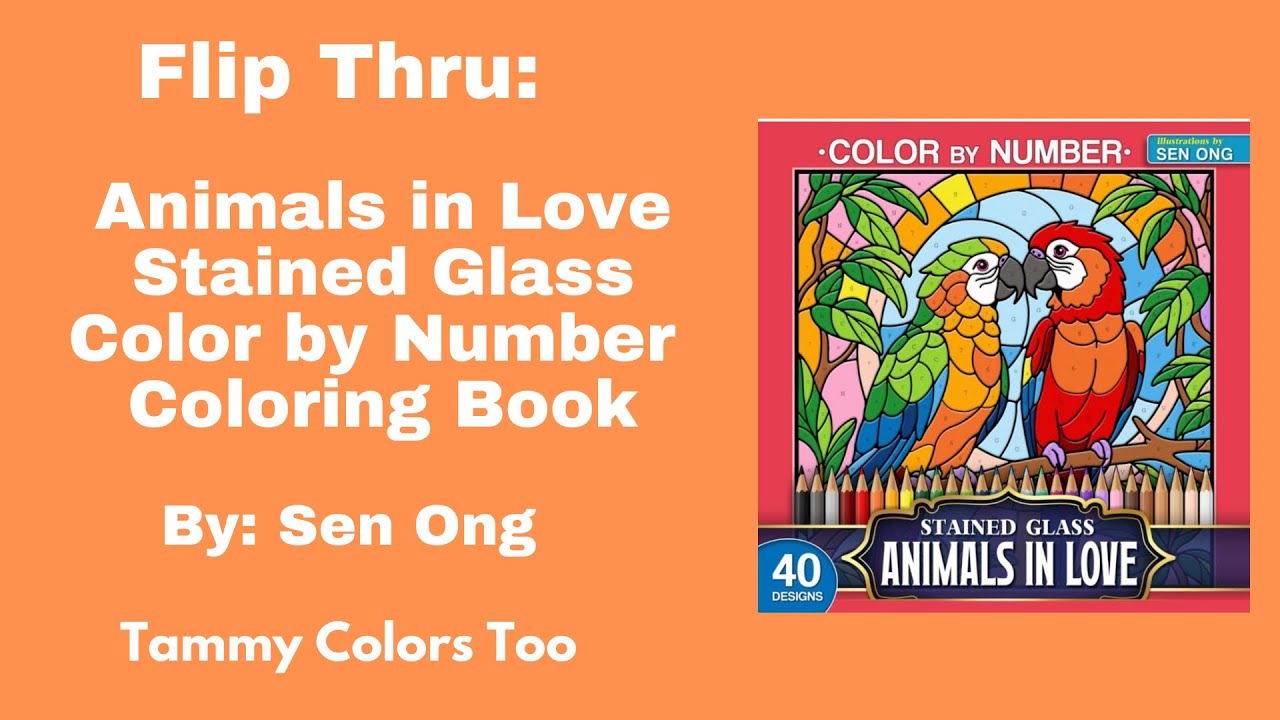 Flip Thru: Animals in Love Stained Glass Color By Number Coloring Book by Sen Ong