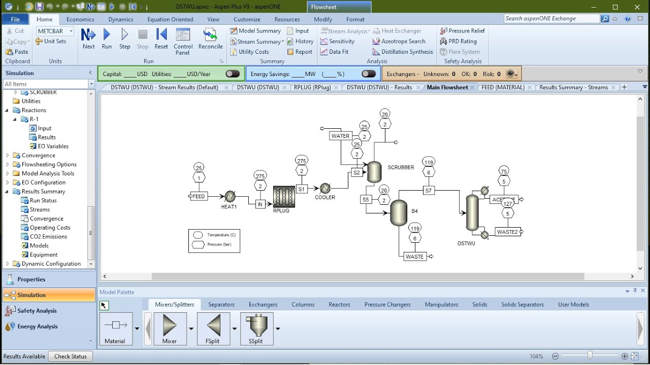 Production of Acetone from Isopropanol using Aspen Plus