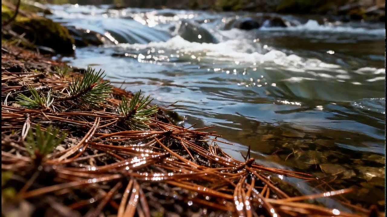 LIVE: Tranquil Pine Forest Stream | Deep Relaxation & Sleep | White Noise Room 4K