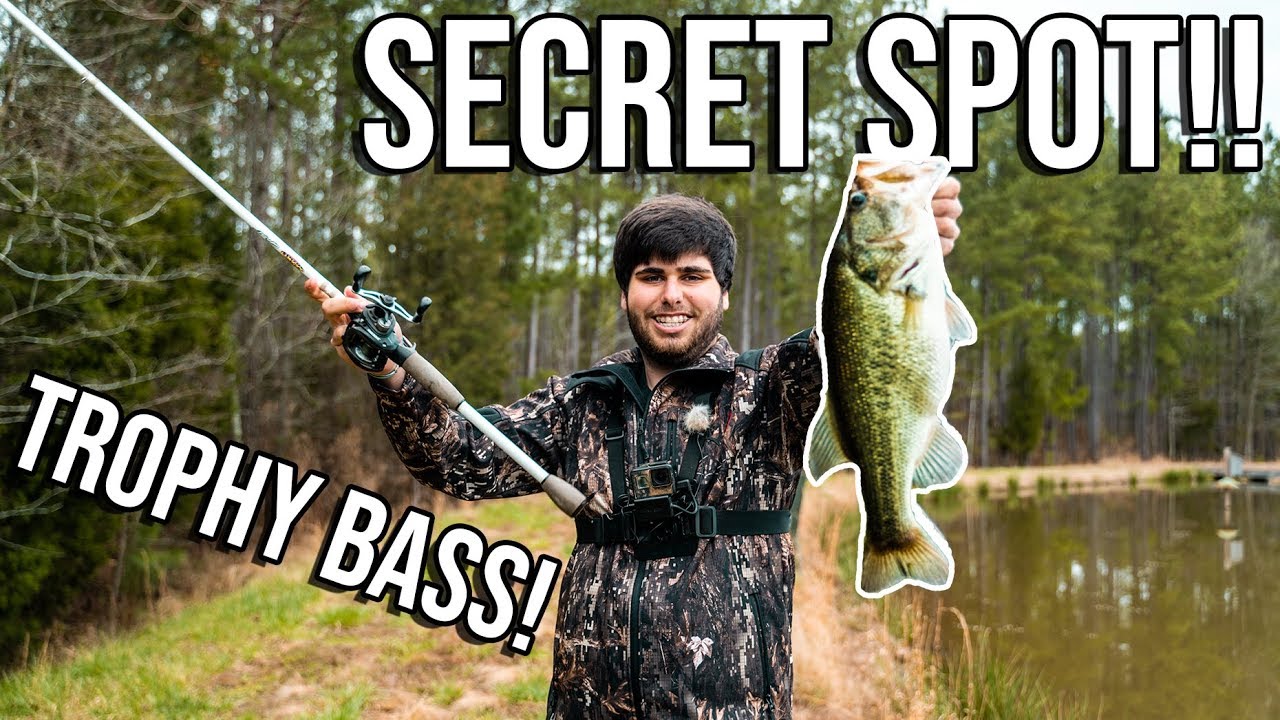 Fishing SECRET POND Stocked with TROPHY BASS!