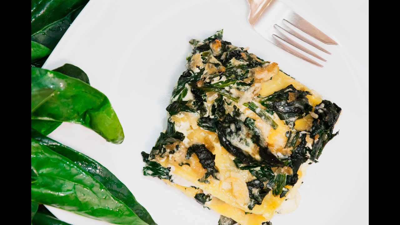 Lasagna vegetariana con espinaca y queso - Receta fácil