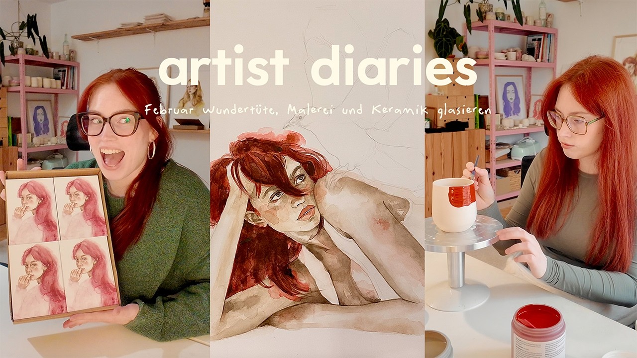Februar Mail Club verpacken, ein neues Gemälde & Keramik glasieren ⭐️ artist diaries