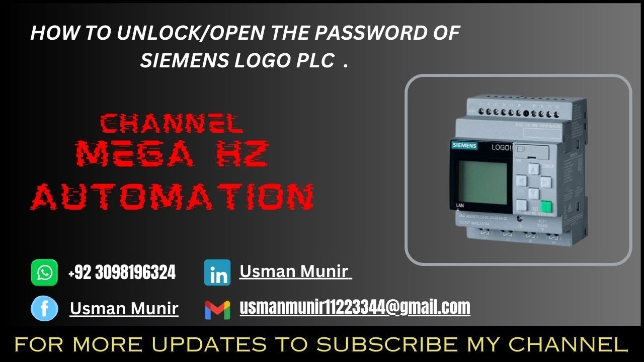 #Siemens LOGO! PLC | HOW TO UNLOCK/OPEN THE PASSWORD OF SIEMENS LOGO PLC |#LOGO