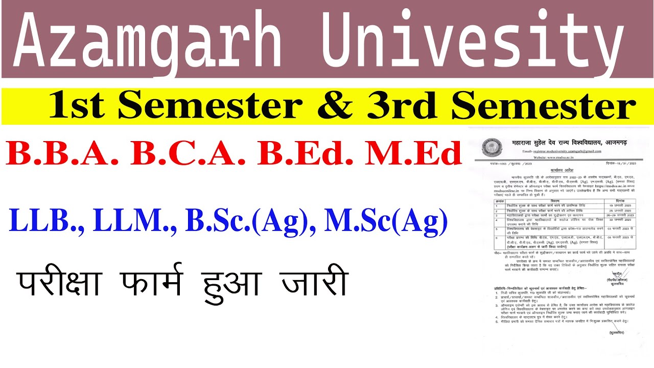 MSDSU Examination Form B.B.A, B.C.A B.Ed. M.Ed. LLB. LLM. 1st & 3rd Semester Exam Date Released