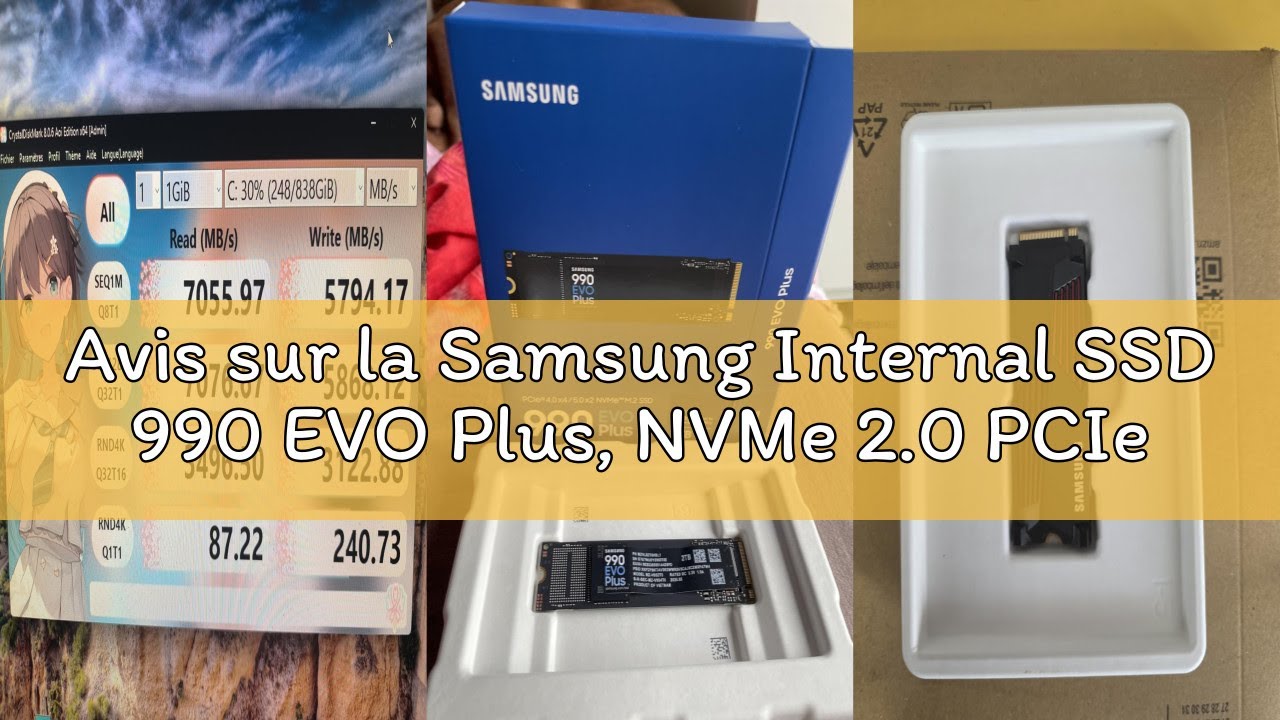 Avis sur la Samsung Internal SSD 990 EVO Plus, NVMe 2.0 PCIe 4.0 x 4/5.0x2, 4TB, Read Speed up to 72