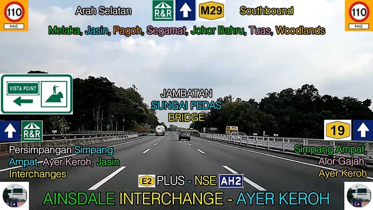 V96: PLUS E2,AH2,Part 2,Ainsdale Interchange-Ayer Keroh,Seremban,Senawang,Pedas-Linggi,Simpang Ampat