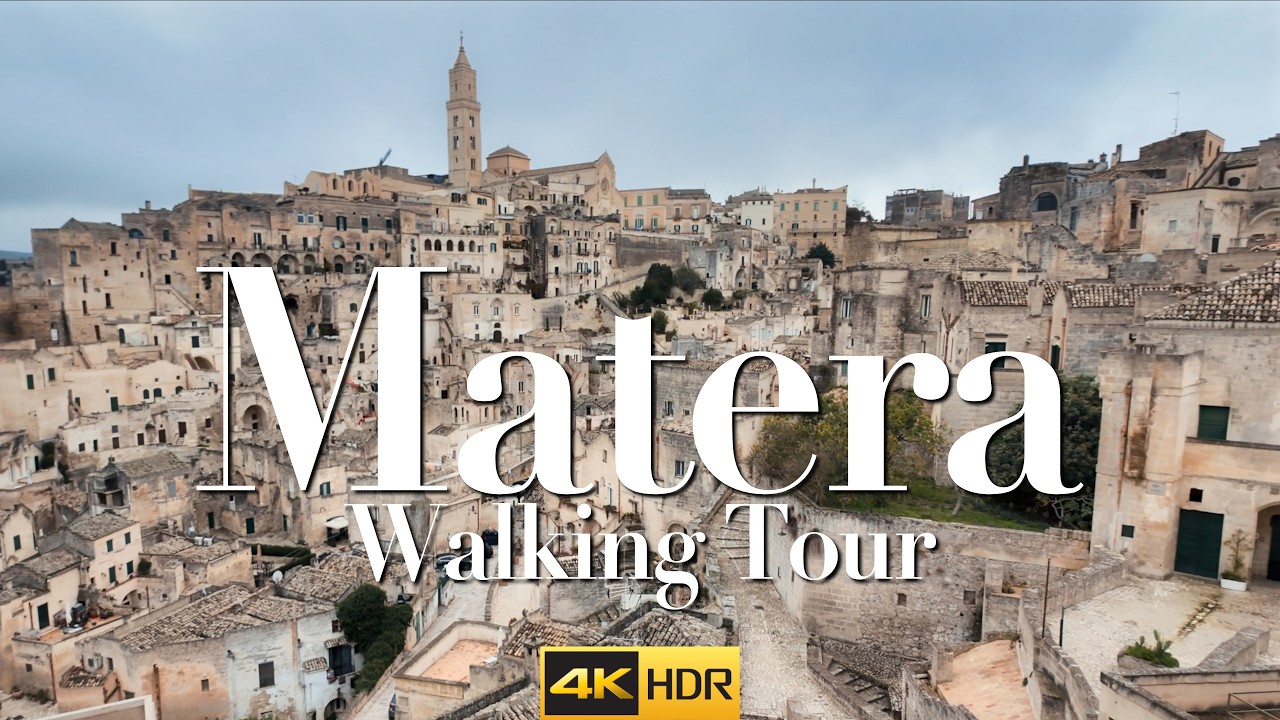 Matera, Italy Walking Tour Sassi di Matera Basilicata  4K HDR  🏛️✨🇮🇹🚶‍♀️‍➡️