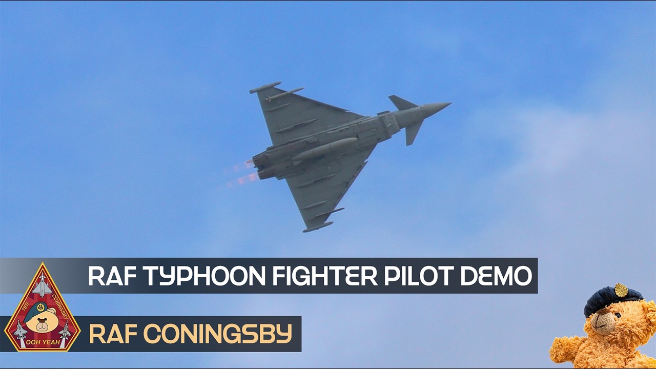 RAF FIGHTER PILOT DEMONSTRATES AGILITY OF THE TYPHOON WITH PRACTICE DEMO AT 1,500FT • RAF CONINGSBY