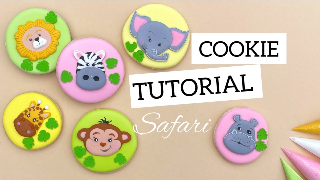 Summer Baby shower Safari cookie decorating tutorial with royal icing for beginners