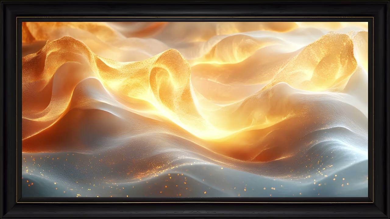 Golden Waves Luxury Abstract Art: Framed TV 4K Screensaver