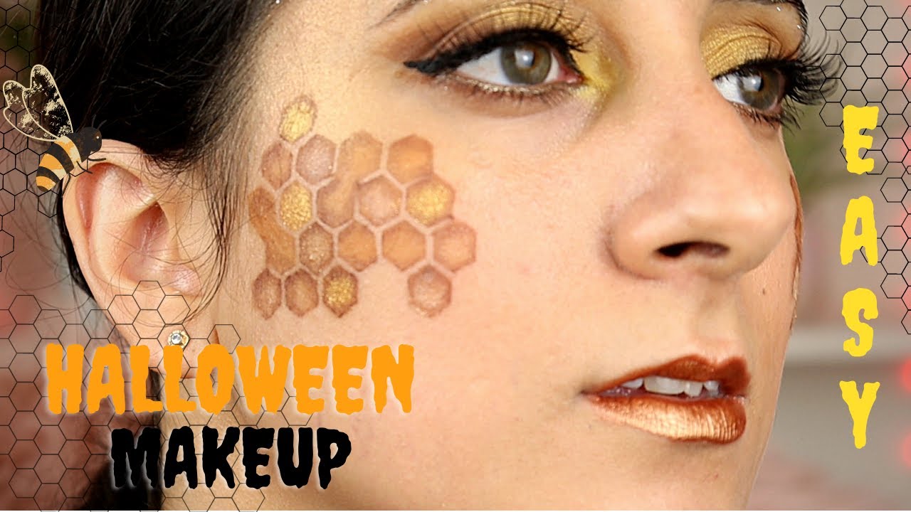 Maquillaje de Halloween Fácil Paso a Paso 💛🐝🍯| Honeycomb halloween makeup | Brenda Beauty