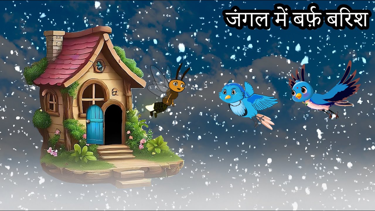 जंगल में बर्फ़ बारिश | जुगनू की कहानी | chidiya ki kahani | chidiya wale cartoons | tuntuniya