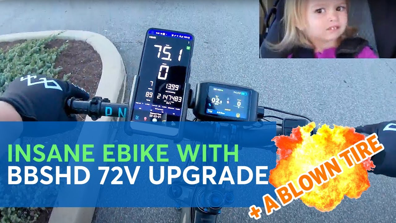 Bafang BBSHD with 72V Battery = Insane Acceleration!!!  (and BOOM goes the Tire!)