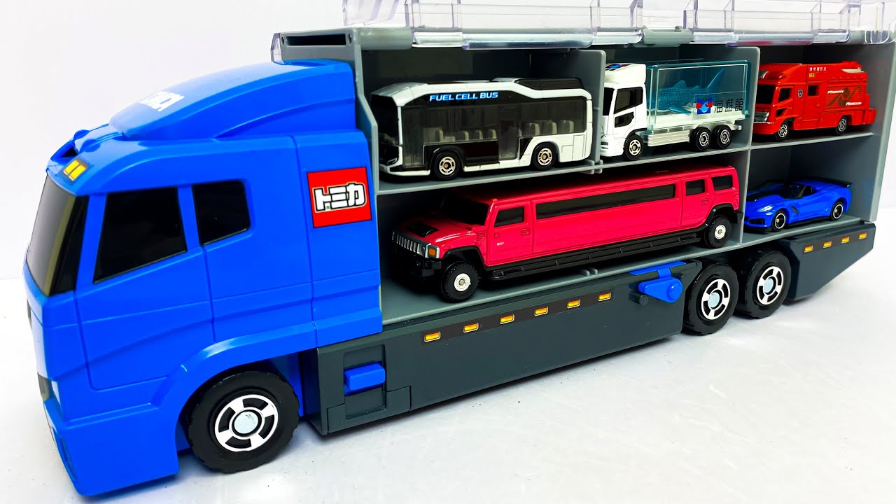 トミカ☆はたらくくるまのトミカのミニカーを開封してコンボイへ収納します☆Unboxing Tomica working car minicars in the convoy!